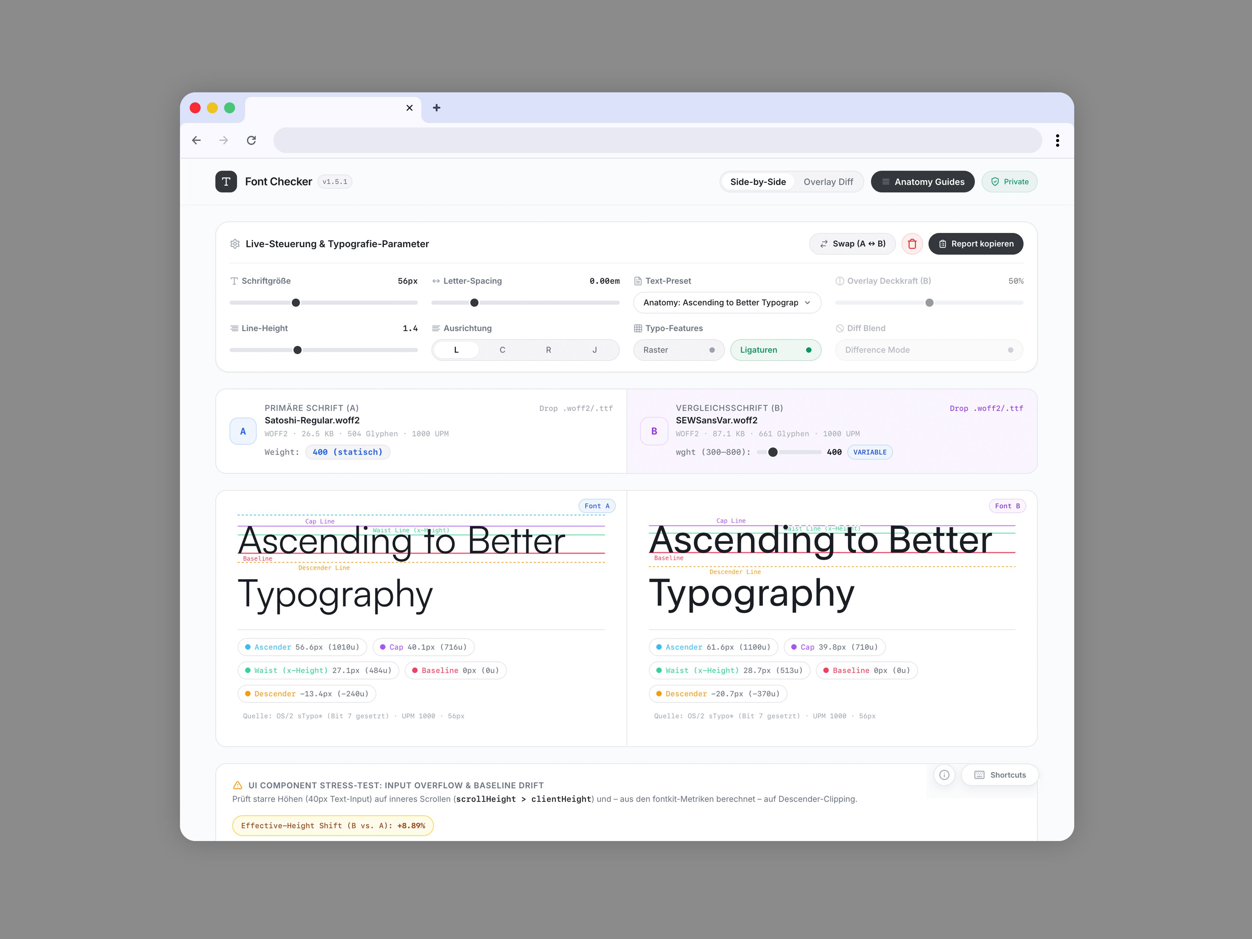 Vorschau Font Checker